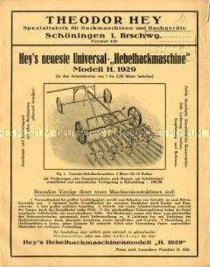 Neueste Universal-Hebelhackmaschine Modell 1929