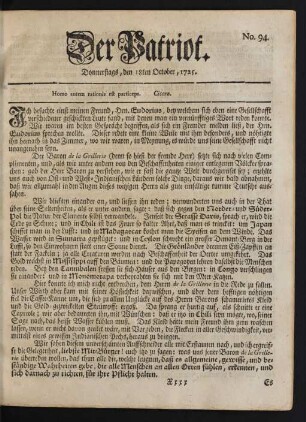 No. 94. Donnerstags, den 18ten October, 1725