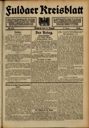 Ausgabe vom Mittwoch, den 19. August 1914.