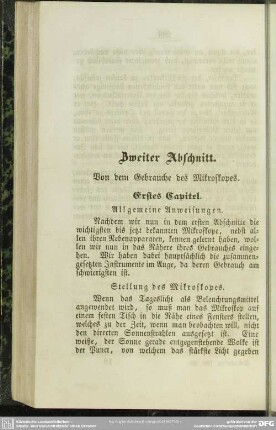 Zweiter Abschnitt. Von dem Gebrauche des Mikroskopes