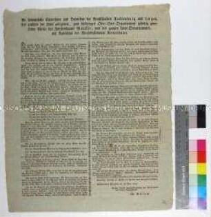 Bekanntmachung des Generals von Bülow an die Einwohner und Behörden der Grafschaften Tecklenburg und Lingen