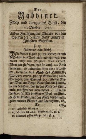 Zwey und vierzigstes Blatt, den 20. October, 1742.