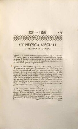 Ex physica speciali de mundo in genere.