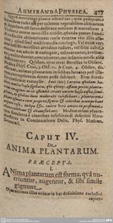 Caput IV. De Anima Plantarum.