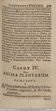 Caput IV. De Anima Plantarum.