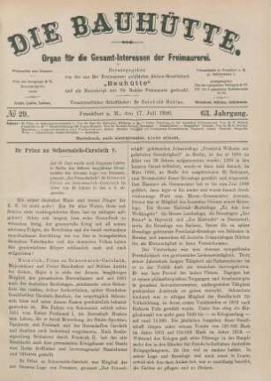 No 29. Frankfurt a. M., den 17. Juli 1920. 63. Jahrgang.