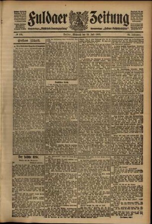 Erste Ausgabe vom Mittwoch, den 15. Juli 1908.