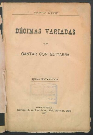 Décimas variadas para cantar con guitarra