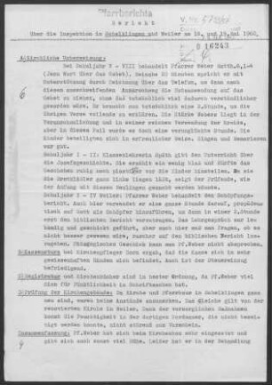 Schelkingen-Weiler (Blaubeuren): Inspektionsbericht 1960