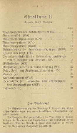 Abteilung II. Gewerbe, Kunst, Verkehr