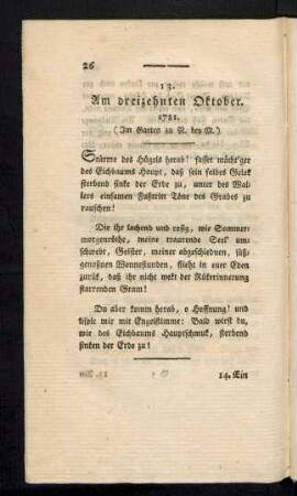 13. Am dreizehnten Oktober
