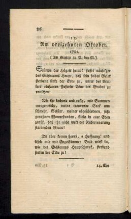 13. Am dreizehnten Oktober