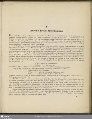 A. Vorarbeiten für neue Eisenbahnanlagen