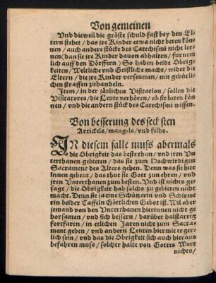 Von besserung des sechsten Artickels/ mangels/ und felhs.
