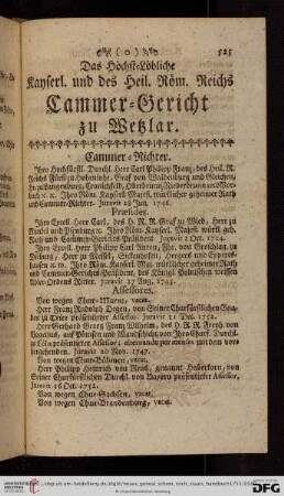 Das höchst-löbliche Kayserl. und des Heil. Röm. Reichs Cammer-Gericht zu Wetzlar