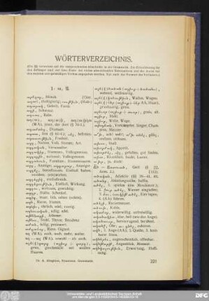 Wörterverzeichnis.