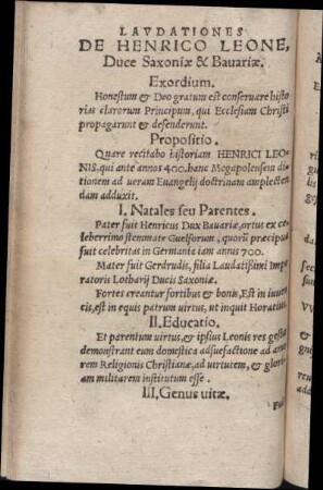 Lavdationes De Henrico Leone, Duce Saxoniæ & Bauariæ.