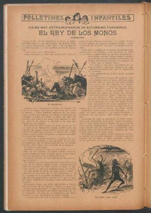 El rey de los monos : Folletines infantiles - Viajes muy extraordinarios de Saturnino Farandoul - (Continuación)