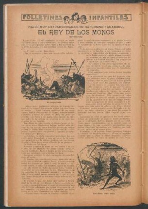 El rey de los monos : Folletines infantiles - Viajes muy extraordinarios de Saturnino Farandoul - (Continuación)
