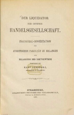 Der Liquidator der offenen Handelsgesellschaft