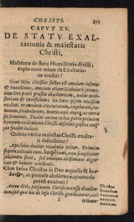 Caput XV. De Statu Exaltationis & maiestatis Christi.
