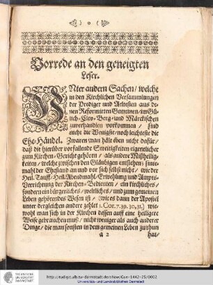 Vorrede an den geneigten Leser