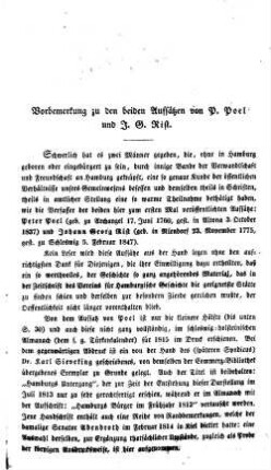Vorbemerkung zu den beiden Aufsätzen von P. Poel und J. G. Rist