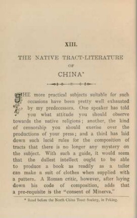 XIII. The native tract-literature of China