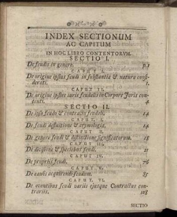 Index Sectionum.