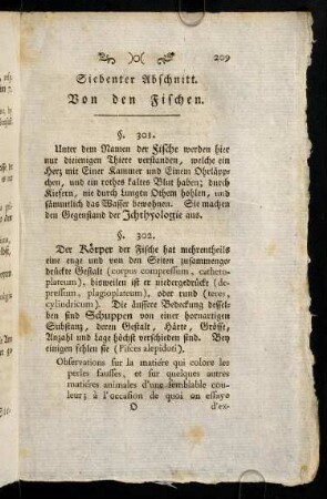 209-231, Siebenter Abschnitt. Von den Fischen