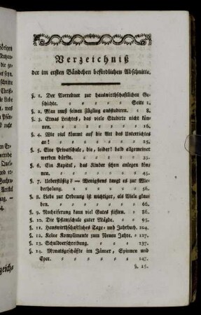 Verzeichniß der im ersten Bändchen befindlichen Abschnitte.