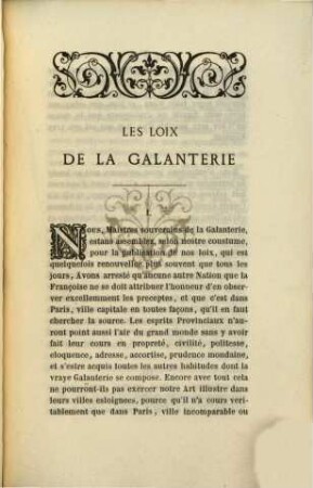 Les Loix de la galanterie : (1644)