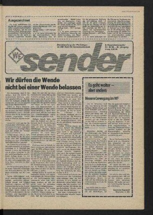 Betriebszeitung 'WF-Sender', Nr.46/1989 (3. Novemberausgabe 1989)