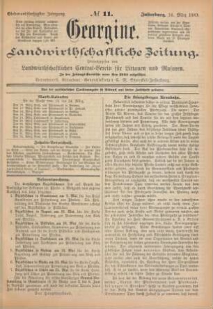 Siebenundfünfzigster Jahrgang. No. 11. Insterburg, 14. März 1889.