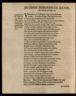 Jacobus Friedericus Krahl ...