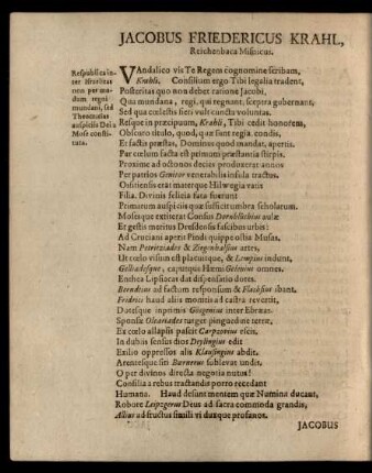 Jacobus Friedericus Krahl ...
