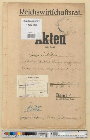 Weltwirtschaftskonferenz in Genf 1927.- Material einzelner Gruppen: Gruppe Industrie