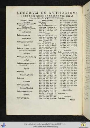 Locorum et authoribus in hoc volumine ab Erasmo vel explicatorum...