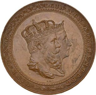 Medaille auf das 25-jährige Regierungsjubiläum König Karls von Württemberg