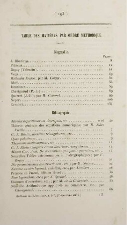 Table des matières par ordre méthodique.