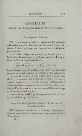 Chapitre IX. Théorie Des Équations Différentielles Linéaires.