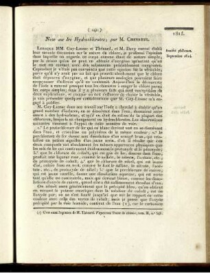 Note sur les Hydrochlorates