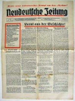 Völkische Wochenzeitung "Neudeutsche Zeitung" u.a. mit mystisch-philosophischen Betrachtungen zur deutschen Geschichte