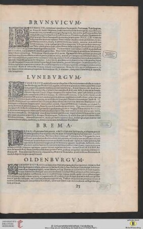 Brunsvicum (Braunschweig) / Luneburgum (Lüneburg) / Brema (Bremen) / Oldenburgum (Oldenburg)