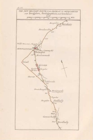 Pl. VI The new military route from Madras to Ootacamund via Bangalore, Seringapatam, and Goodaloor