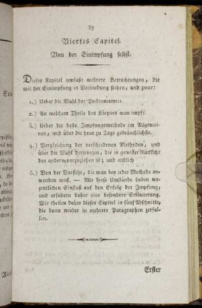 Viertes Capitel. Von der Einimpfung selbst.