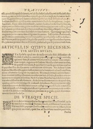 Articuli, In Quibus Recensentur Abusus Mutati.