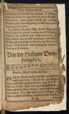 Von der Heiligen Dreyfaltigkeit.