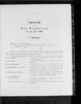 Jahresbericht der Bau-Deputation für das Jahr 1892.