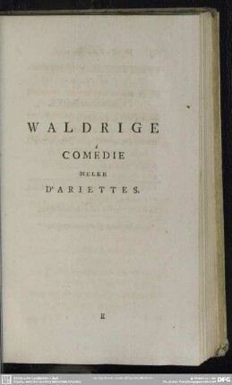 Waldrige Comédie Melee D'Ariettes
